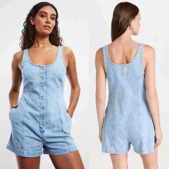 NWT Levi's Alek Denim Romper Button Front - Picture 1 of 10